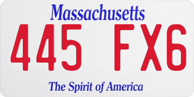 MA license plate 445FX6