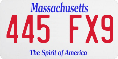 MA license plate 445FX9