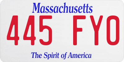 MA license plate 445FY0