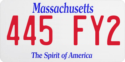 MA license plate 445FY2