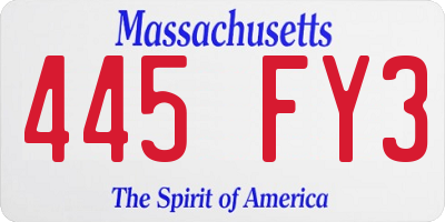 MA license plate 445FY3