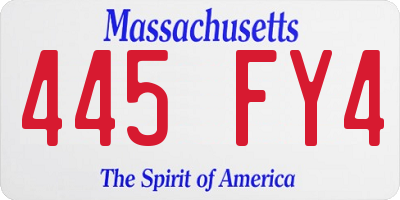 MA license plate 445FY4