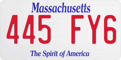 MA license plate 445FY6