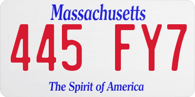 MA license plate 445FY7