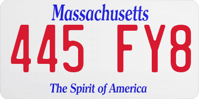 MA license plate 445FY8