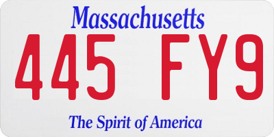MA license plate 445FY9