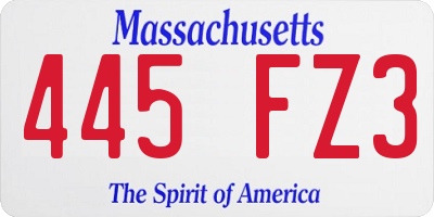 MA license plate 445FZ3