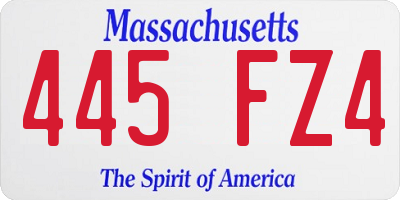 MA license plate 445FZ4