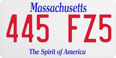 MA license plate 445FZ5