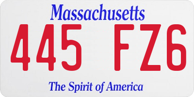 MA license plate 445FZ6