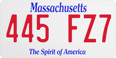 MA license plate 445FZ7