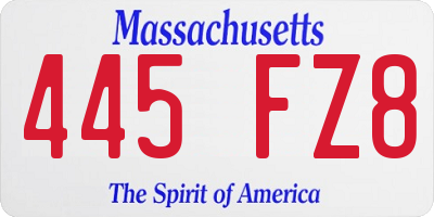 MA license plate 445FZ8