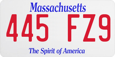 MA license plate 445FZ9
