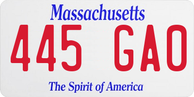 MA license plate 445GA0