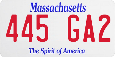 MA license plate 445GA2