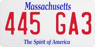 MA license plate 445GA3