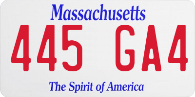 MA license plate 445GA4