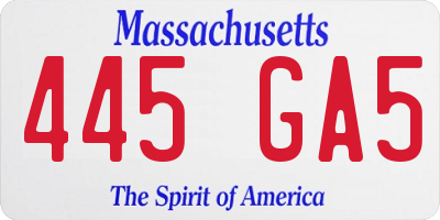 MA license plate 445GA5