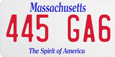 MA license plate 445GA6