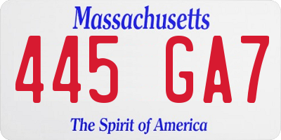 MA license plate 445GA7