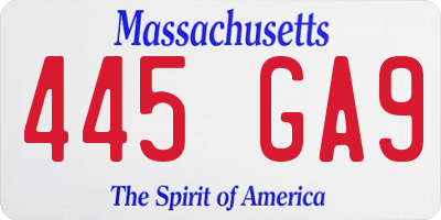MA license plate 445GA9