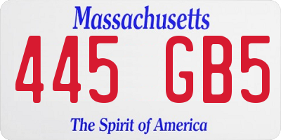 MA license plate 445GB5