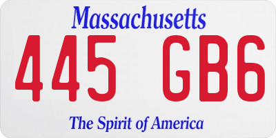 MA license plate 445GB6