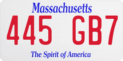 MA license plate 445GB7