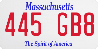 MA license plate 445GB8