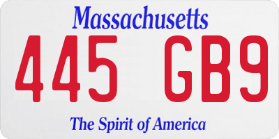 MA license plate 445GB9