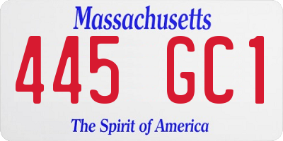 MA license plate 445GC1
