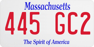 MA license plate 445GC2