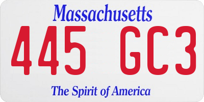 MA license plate 445GC3