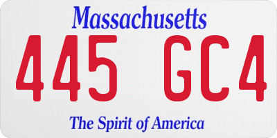 MA license plate 445GC4