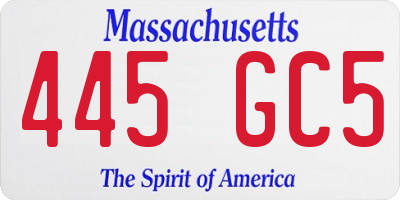 MA license plate 445GC5