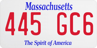 MA license plate 445GC6