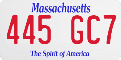 MA license plate 445GC7