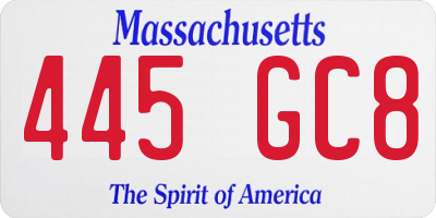 MA license plate 445GC8