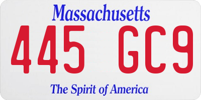 MA license plate 445GC9