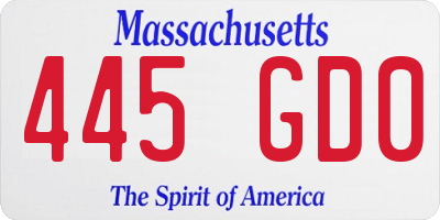 MA license plate 445GD0