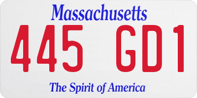 MA license plate 445GD1