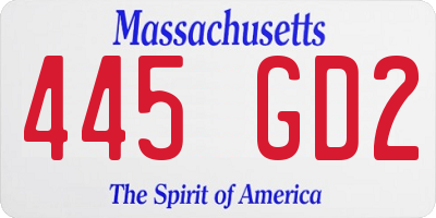 MA license plate 445GD2