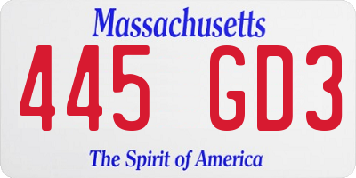 MA license plate 445GD3