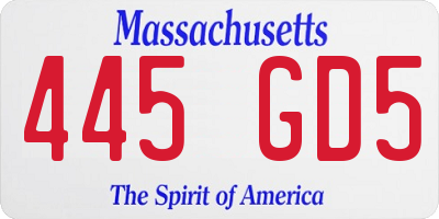 MA license plate 445GD5