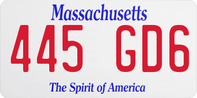 MA license plate 445GD6