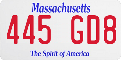 MA license plate 445GD8