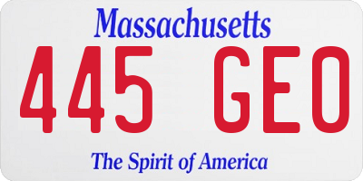 MA license plate 445GE0