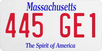 MA license plate 445GE1