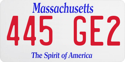 MA license plate 445GE2