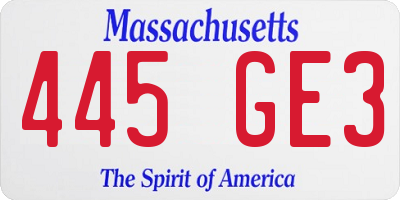 MA license plate 445GE3